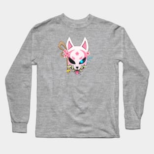 Oni Kitsune Fox Mask Long Sleeve T-Shirt